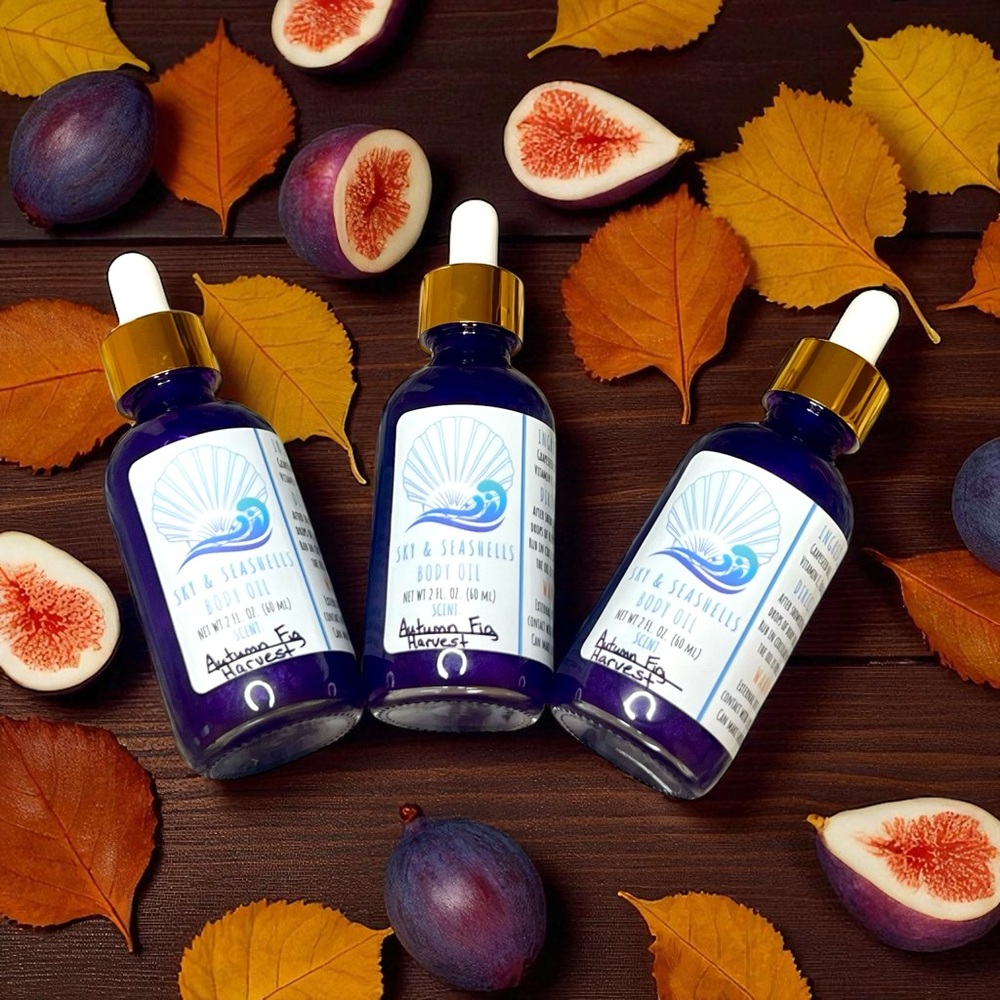 Hand Crafted “Autumn Fig Harvest” Scented Body Oil by Sky & Seashells